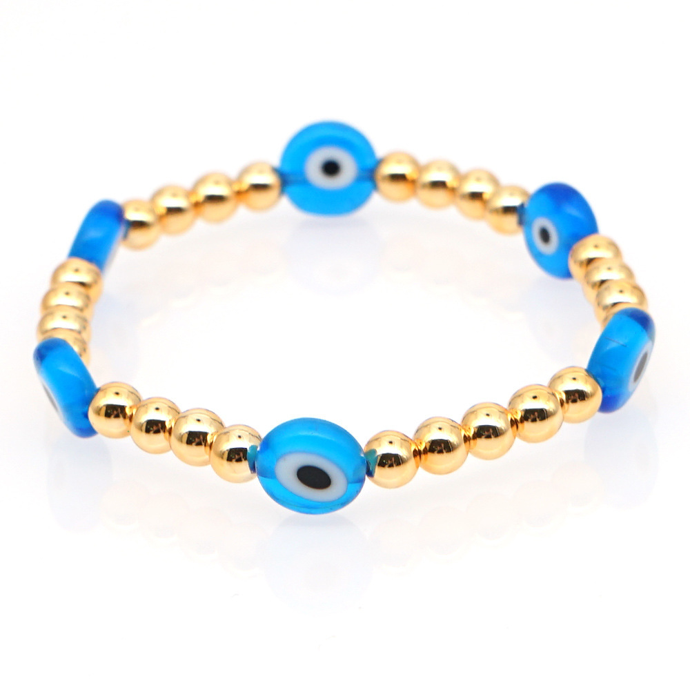 Nihaojewelry Ethnic Style Colored Glaze Evil Eye Gold Bead Bracelet Wholesale Jewelry display picture 33