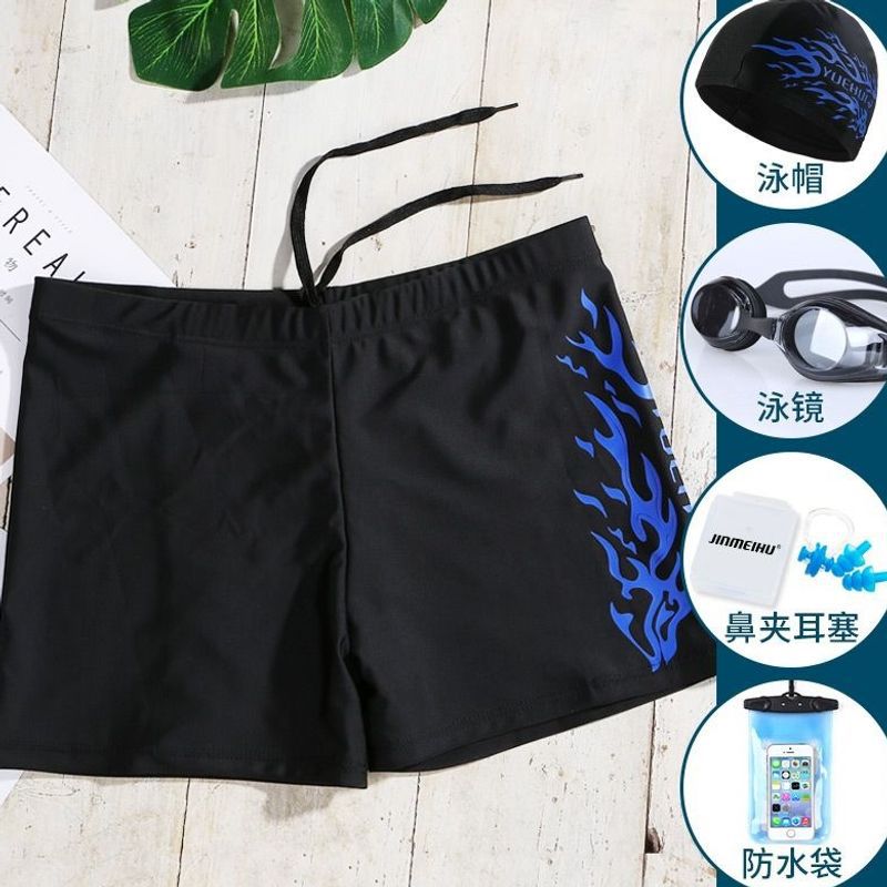 Men's adult swim trunks, men's swimwear, comfortable loose-fitting quick-dry professional swim goggles, swimsuit, and swim cap set