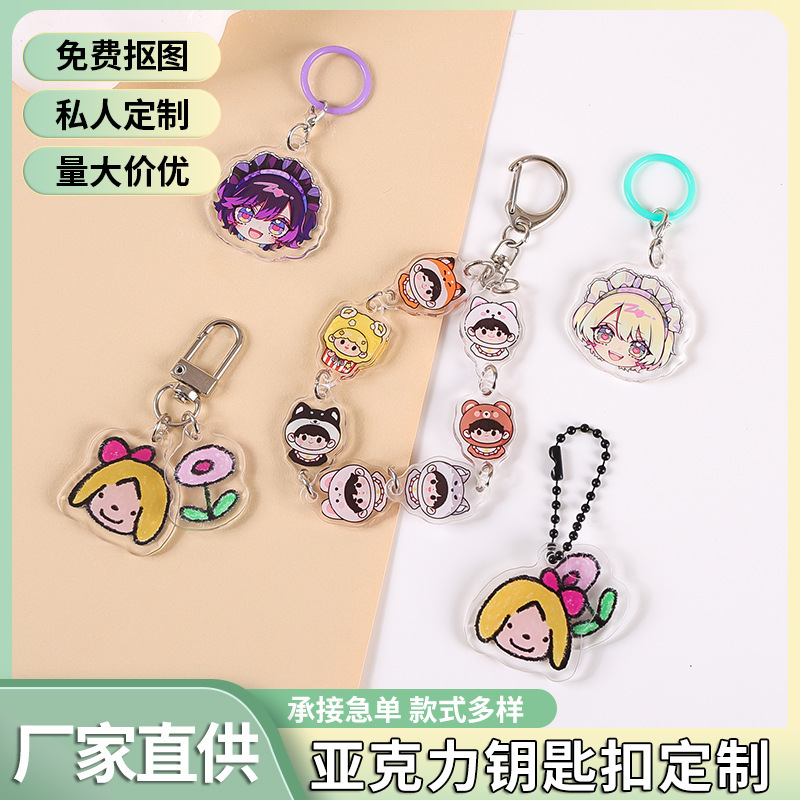 Acrylic Keychain Custom-Made Cartoon Couple Photo DIY Double-Sided Anime Personalized Picture Text Pendant Customization Acrylic Keychain Custom-Made Cartoon Couple Photo DIY Double-Sided Anime Personalized Picture Text Pendant Customization
