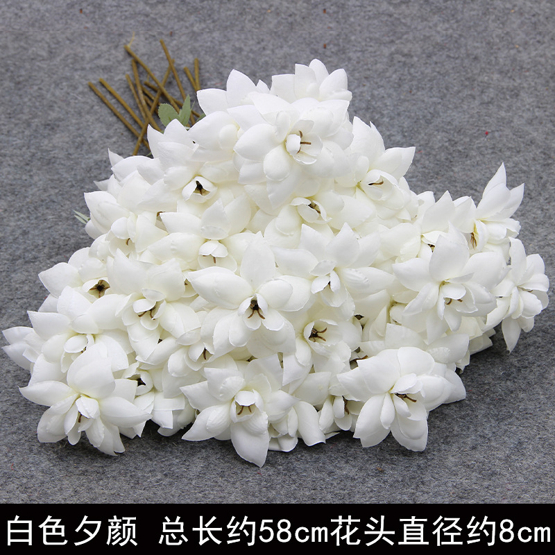 Bodas de flores de seda de imitación blanca flores falsas decorativas floral sala de bodas floral hogar ramo único camino de introducción de flores