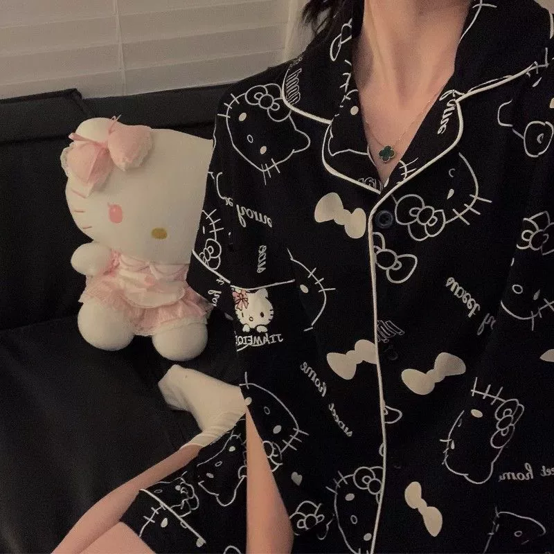 [Tinker Bell] Женские пижамы больших размеров, шорты с короткими рукавами в корейском стиле с котом, высококачественный комплект домашней одежды для интернет-знаменитостей