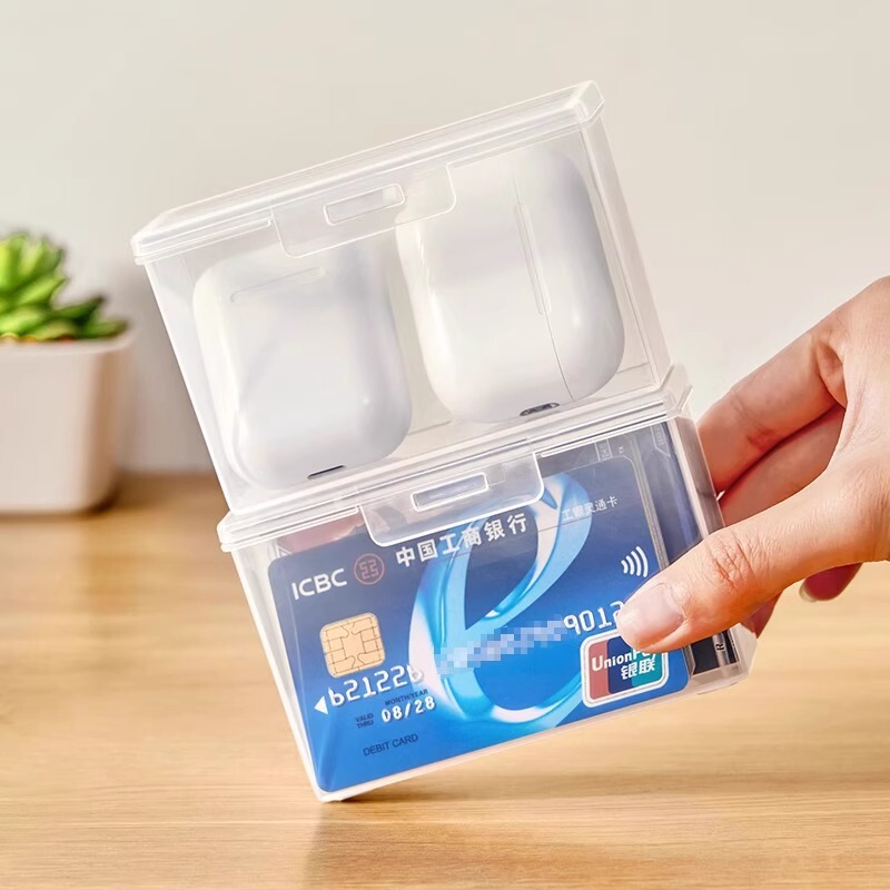 カード収納ボックス透明デスクトッププラスチックボックスカードバッグ銀行カード名刺小さなカードフリップ収納ボックス整理ボックス|undefined