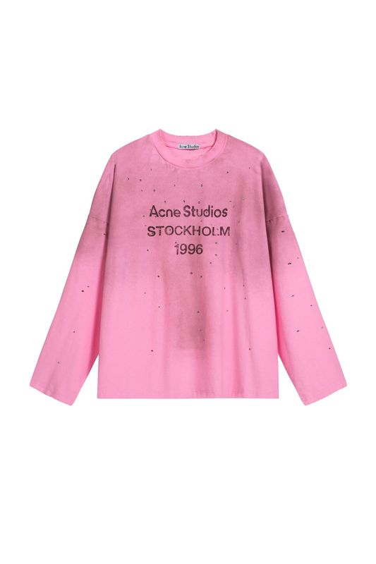 跨境潮牌AC1996水洗磨破做旧字母印花高街长袖宽松男女情侣跨境T|undefined