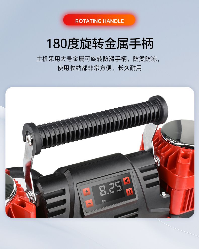 Heavy-Duty Double-Cylinder 60mm All-Metal Cylinder Car Air Pump Truck Truck Rv Off-Road Vehicle at Tires Special
