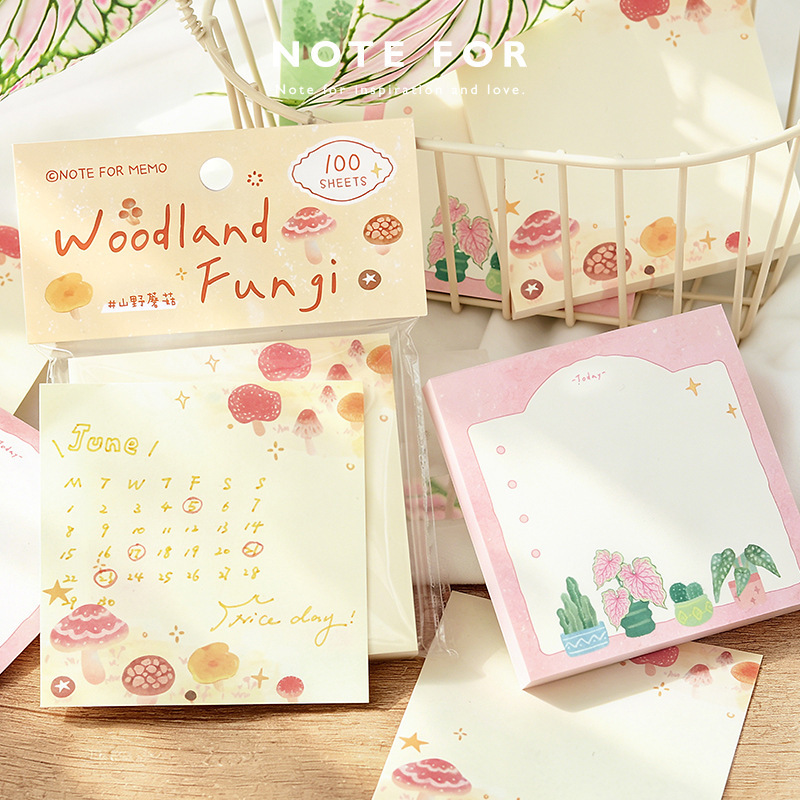 Note for 100 Sticky Notes, Grass and Plants Roaming Series, Watercolor Plant Illustration Journaling Material Paper