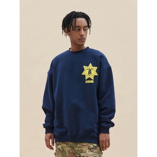 [Thick/Thin] Heavy Chinese Cotton/Silver Fox Velvet Badge Letter Printing Round Neck Sweats for Men and Women
