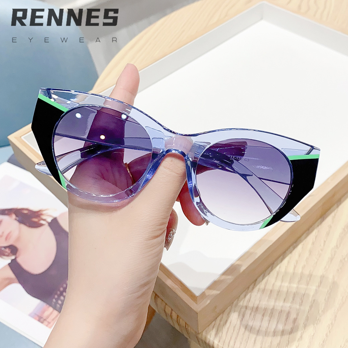 Nuevas gafas de sol con sombra de ojo de gato de marco grande a juego de color transfronterizo 2024 gafas de sol de alta calidad esenciales para hombres y mujeres