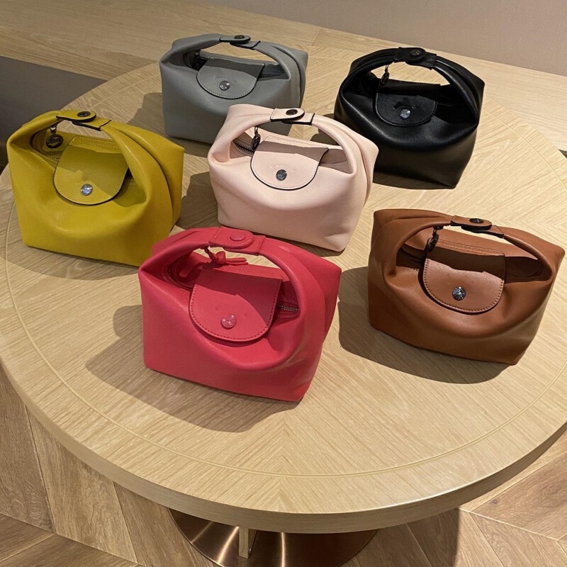Longxiang Leather Lunch Box Bag, Bento Bag, Underarm Bag, Tofu Bag, Mini Handbag, Tote Bag, Trendy Dumpling Bag