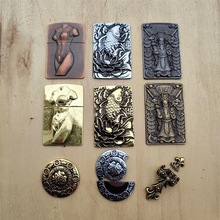 新款金属煤油打火机浮雕贴章佐罗zip通用财神招财进宝连片章