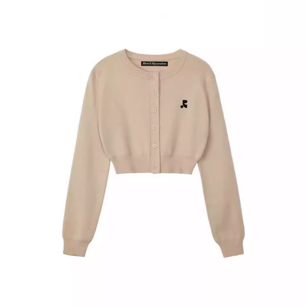 Ruth's Same Korean Style Round Neck Cardigan for Women in Spring & Fall, Comfortable Pure Color Knitted Cardigan, Slim and Versatile Sweater Jacket for Women