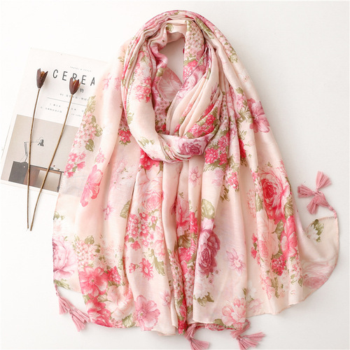  spring summer aristocratic Chinese style dress pink shawls qipao dress  wrap scarf elegant pink flowers cotton and linen scarf voile thin silk scarves shawls female