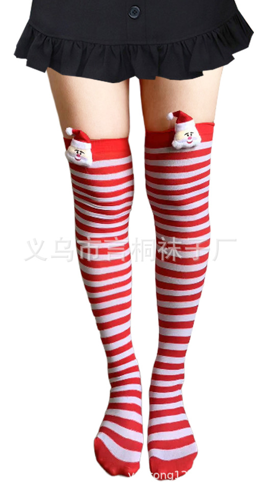 Medias de Navidad fabricantes transfronterizos en stock Medias de Halloween vacaciones vestir ropa accesorios rayas sobre la rodilla Calcetines