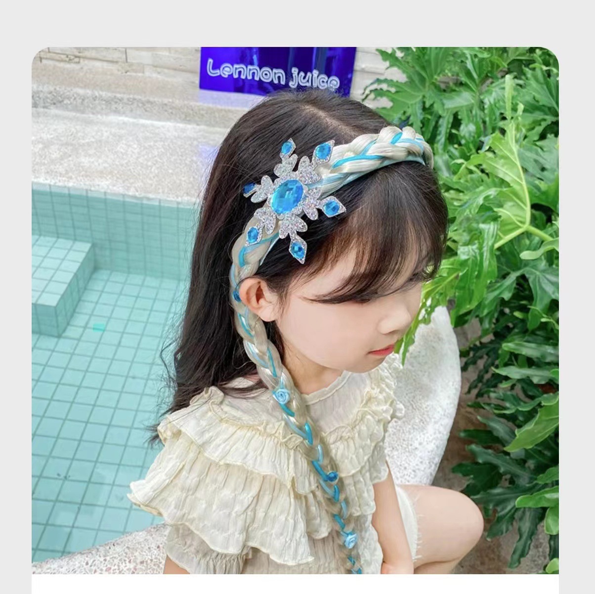 Elsa Princess Headband for Children, Girls' Wigs, Braids, Hairbands, Frozen Girls' Crown Hair Clips, Elsa Hair Accessories