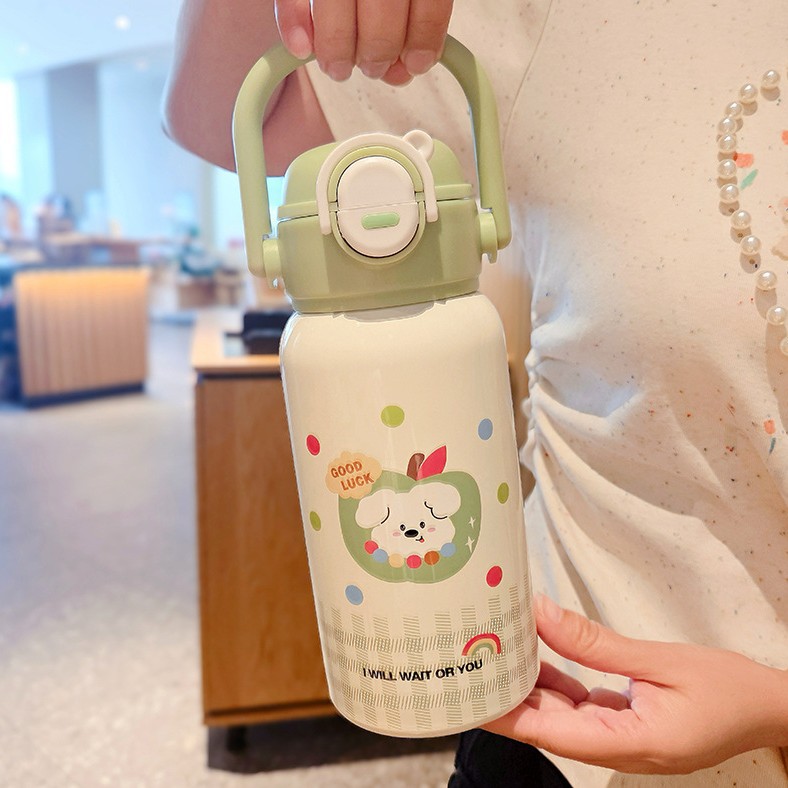 Dibujos animados 316 acero inoxidable doble bebida creativa para niños termo taza de agua de paja de asta regalo de coche portátil al por mayor