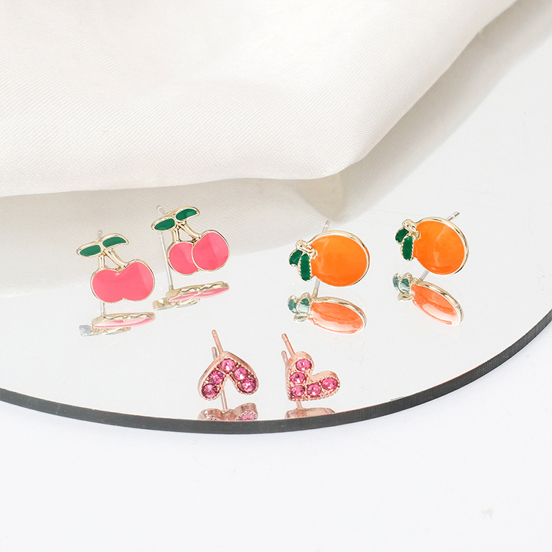 Cute Drop Oil Fruit Earring Set Wholesale Jewelry Nihaojewelry display picture 4