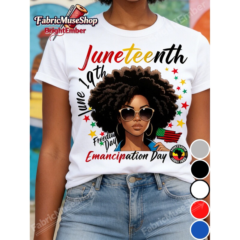【European Size Cotton T-Shirt】Juneteenth T-Shirt The Day of Freedom. African-Inspired Design. Black History