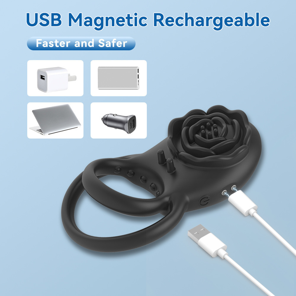 Rose Wireless Remote Vibrating Ring Prostate Massager, 8-Frequency Silicone Cock Ring — detail image 11