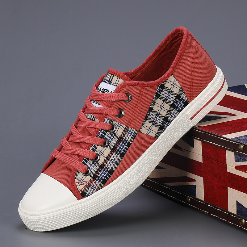 Men's canvas shoes board shoes men's shoes lightweight height increasing stitching student trendy casual running shoes low top sports shoes