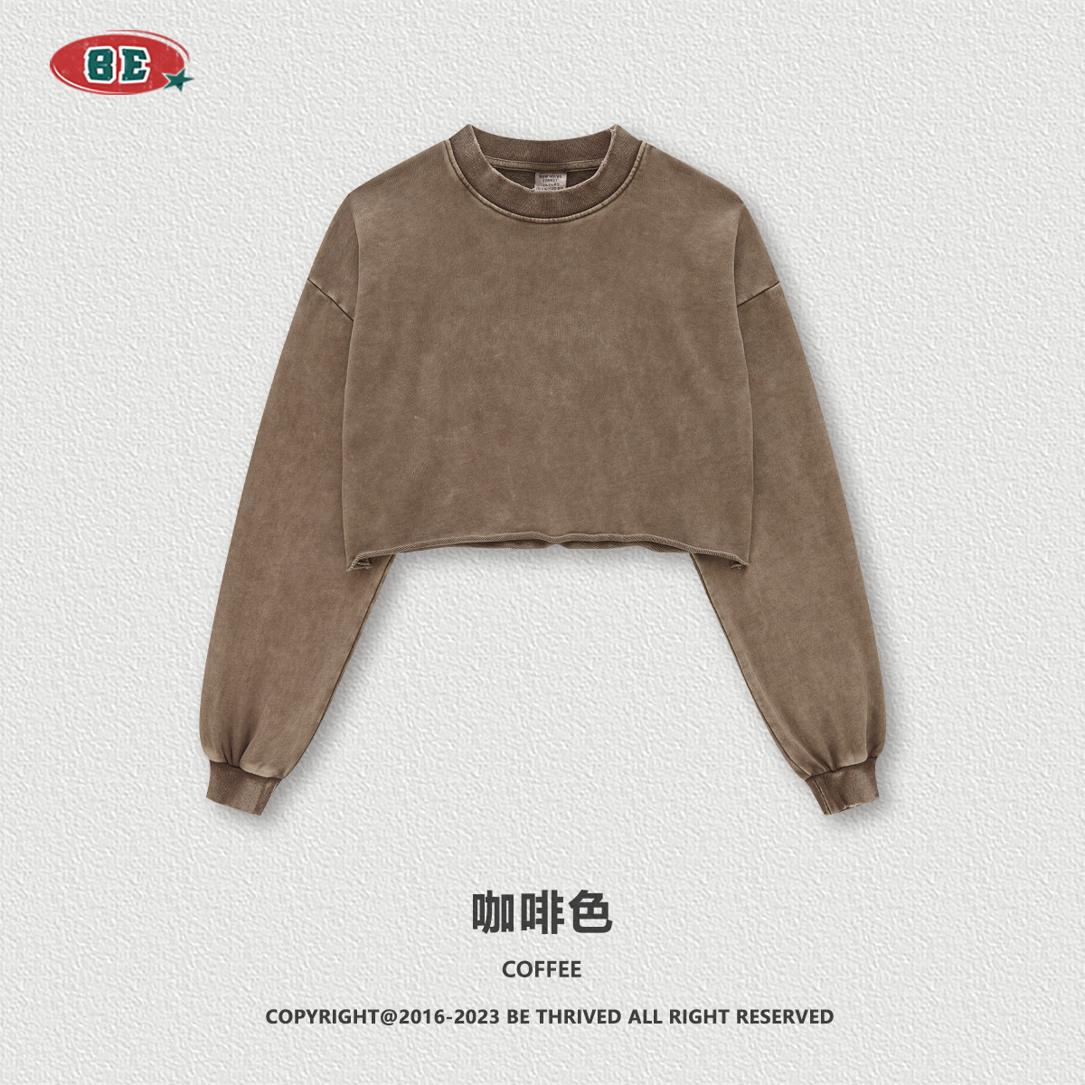 Ropa de mujer BE | Camiseta de Manga Larga con Cuello Redondo, Estilo Vintage, Desgastada y Deshilachada, para Mujer, Otoño/Invierno 2025