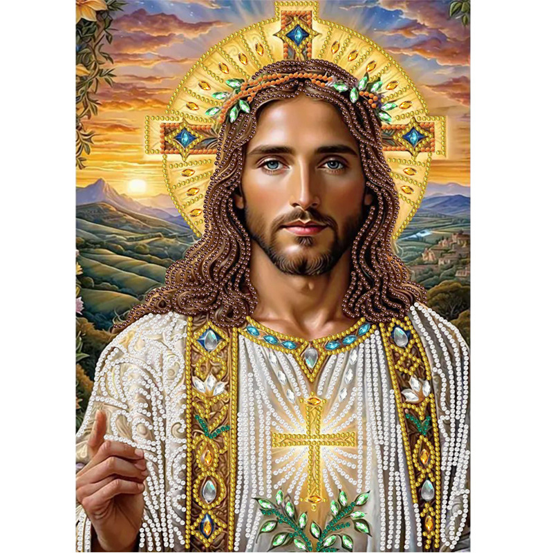 Pintura artesanal con diamantes