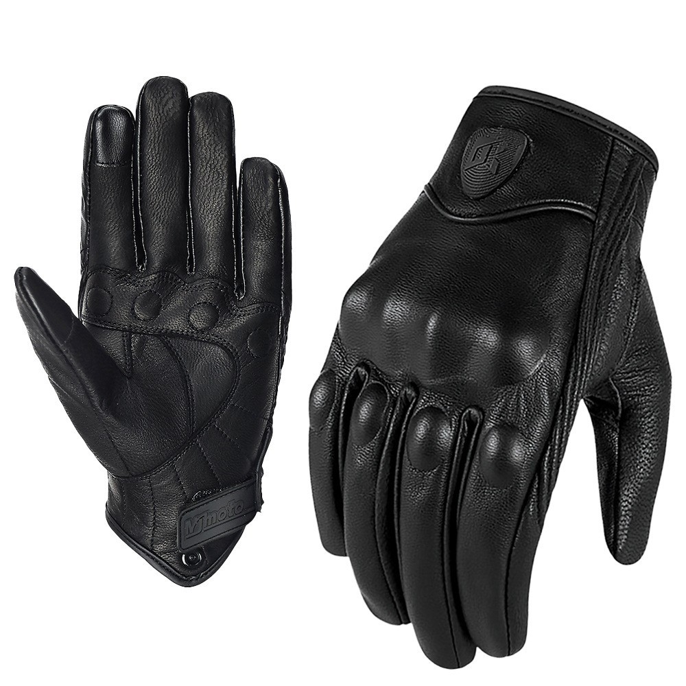 Guantes de Motociclismo MJMOTO, para Motocross, Bicicleta, de Cuero, Transpirables, Compatibles con Pantalla Táctil, Resistentes al Viento, para Hombre y Mujer