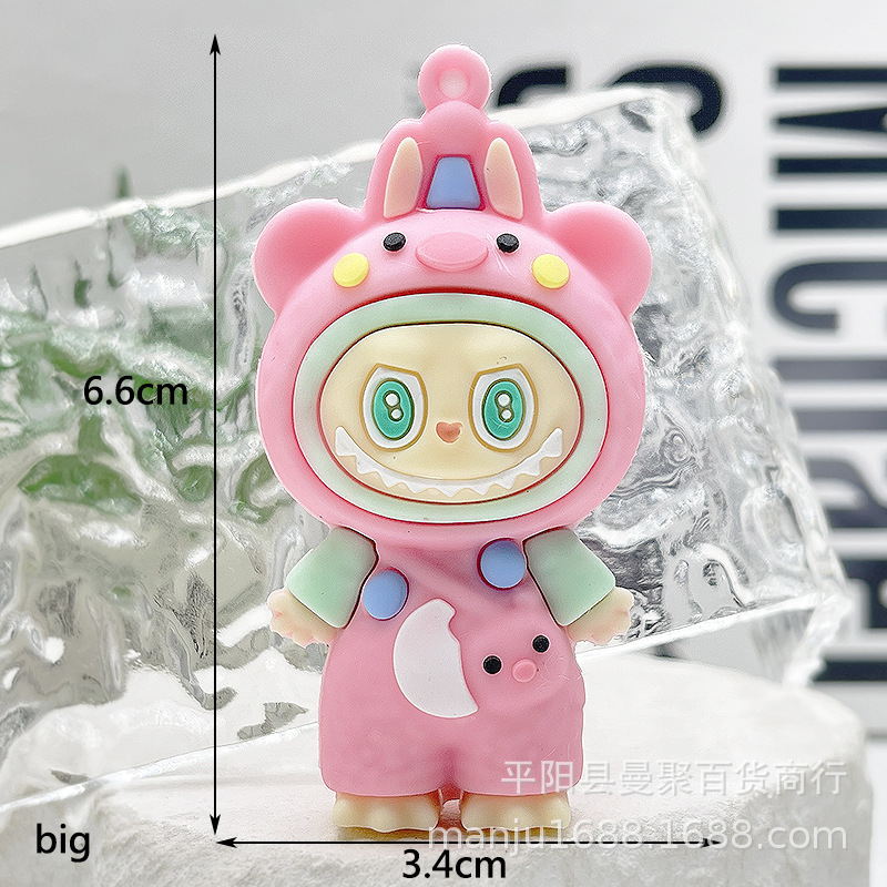 卡通拉布布钥匙扣公仔盲盒挂件跨境labubu迷你手机小挂件拉布布配|undefined