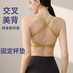 スポーツの下着の女性の一体の杯の美背のプラティの細いベルトのブラジャーのフィットネスのブラのベストのヨガは服を着て空気を通して汗を吸います。