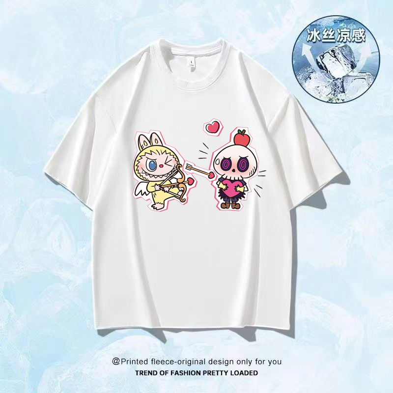 2026 helado seda camiseta impresa de manga corta logotipo grande ropa de trabajo DIY ropa de trabajo impresa de cuello redondo camiseta