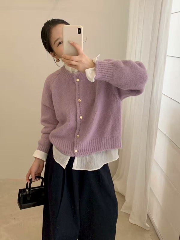 2025年秋季韩系金扣韩标多彩软糯针织开衫（含5.4绵羊毛）毛衣女|undefined