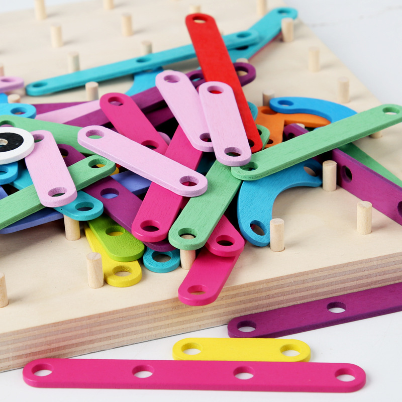 Montessori de madera cambiante para niños matemáticas geométricas ayudas para la enseñanza rompecabezas de uñas rompecabezas educación temprana rompecabezas de madera juguete
