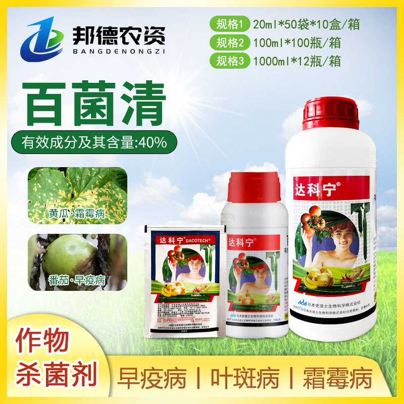 达科宁40%百菌清花生香蕉辣椒抑菌早晚疫病叶斑病植物杀菌剂