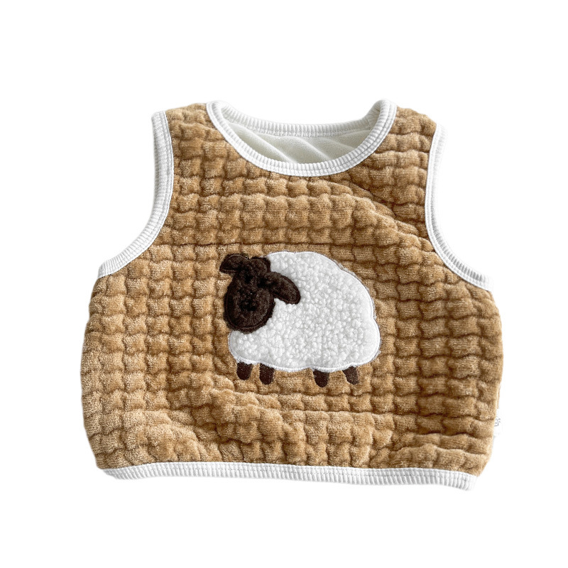 Bebés y niños pequeños nuevos invierno ropa de bebé invierno lindos dibujos animados bebés engrosados chalecos de hombro de peluche chaqueta de moda