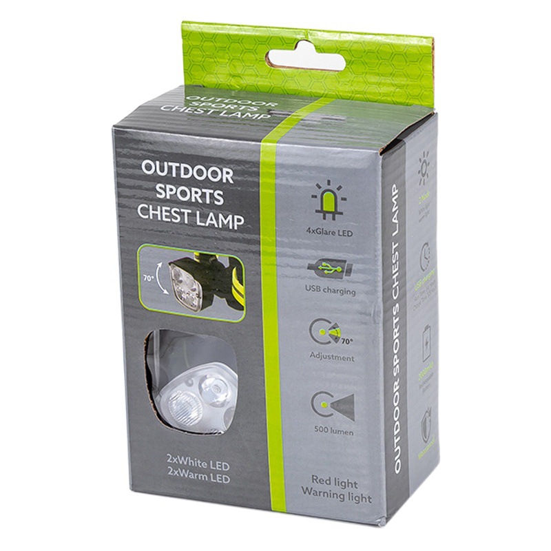 Deportes al aire libre 4led Luz de marcha nocturna Luz de marcha resalte de carga faro Luz de escalada luz de advertencia de pecho Luz de marcha