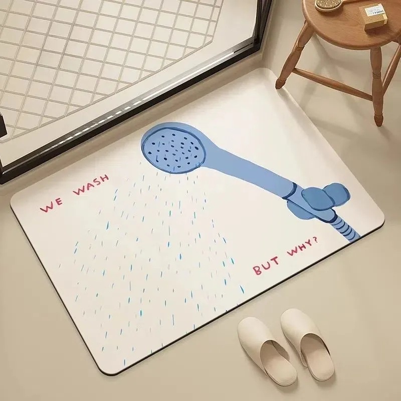 Diatom Mud Absorbent Mat Toilet Bathroom Non-slip Foot Mat Toilet Shower Toilet Door Simple Carpet