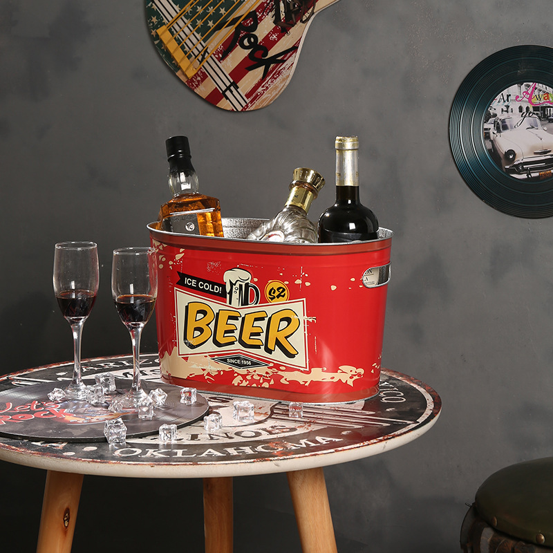 Summer fashionable tinplate portable ice bucket, high-looking commercial bar supplies, ice wine bucket, red wine champagne ice bucket