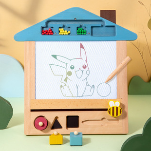Children's wooden graffiti hand-painted drawing board magnetic magnetic creative writing board kindergarten baby early education learning toys