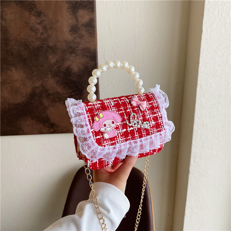 Nuevos bolsos infantiles coreanos bolsos de princesa bolsos de cadena bolsos de perlas bolsos de arco bolsos casuales para niñas