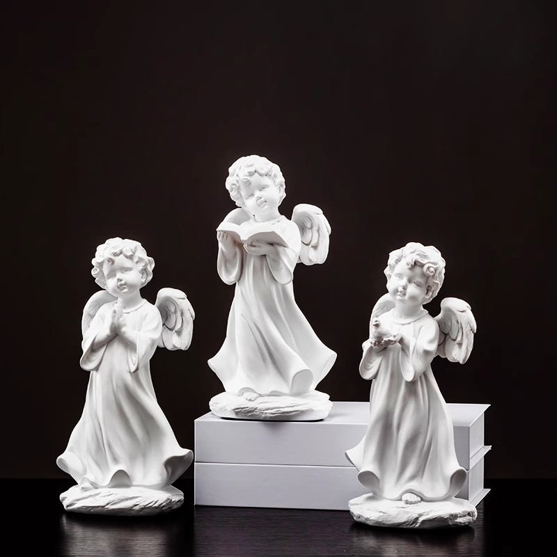 Europa retro niña ángel figura decoración artística artesanía escultura de yeso modelo decoración