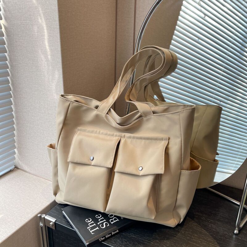 New Large Bag Women's Shoulder Portable Simple Briefcase Large Capacity Document Bag Student School Bag Japanese and Korean Casual Women's Bag