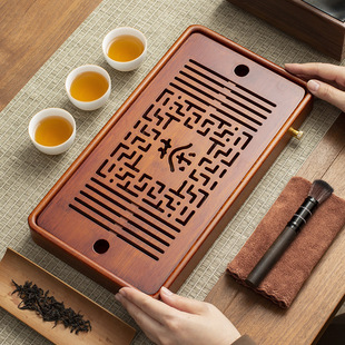 Wholesale Solid Wood Tea Tray for Home Use, Water Storage Tea Table, Small Dry Brewing Table for One Person, Wooden Tea Tray with Drainage for Distribution