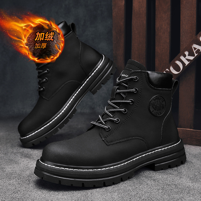 Martin botas de hombre de alto nivel zapatos de hombre nuevos primavera invierno de terciopelo más grueso botas de hombre de altura