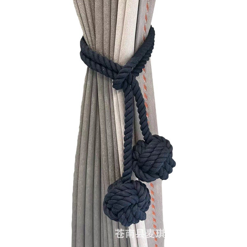 Suministro de correas de cortina sin perforaciones, correas de cortina de estilo nórdico, hebilla de correas de cordón de algodón hecho a mano, accesorios de cortina en stock