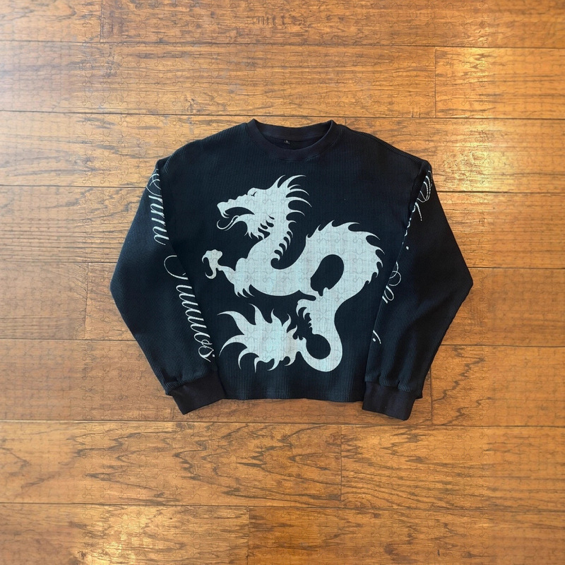 ヨーロッパとアメリカのクロスボーダーy2kプリントTシャツ長袖ラウンドネックトップパーソナライズされたダークレトロトレンドINSルーズTシャツスウェットシャツ|undefined