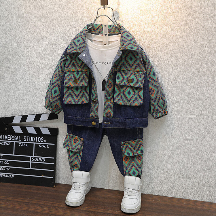 Boys' 2023 Spring Autumn New Trendy Cool and Handsome Two Piece Set for Children's Jeans_voghion.com