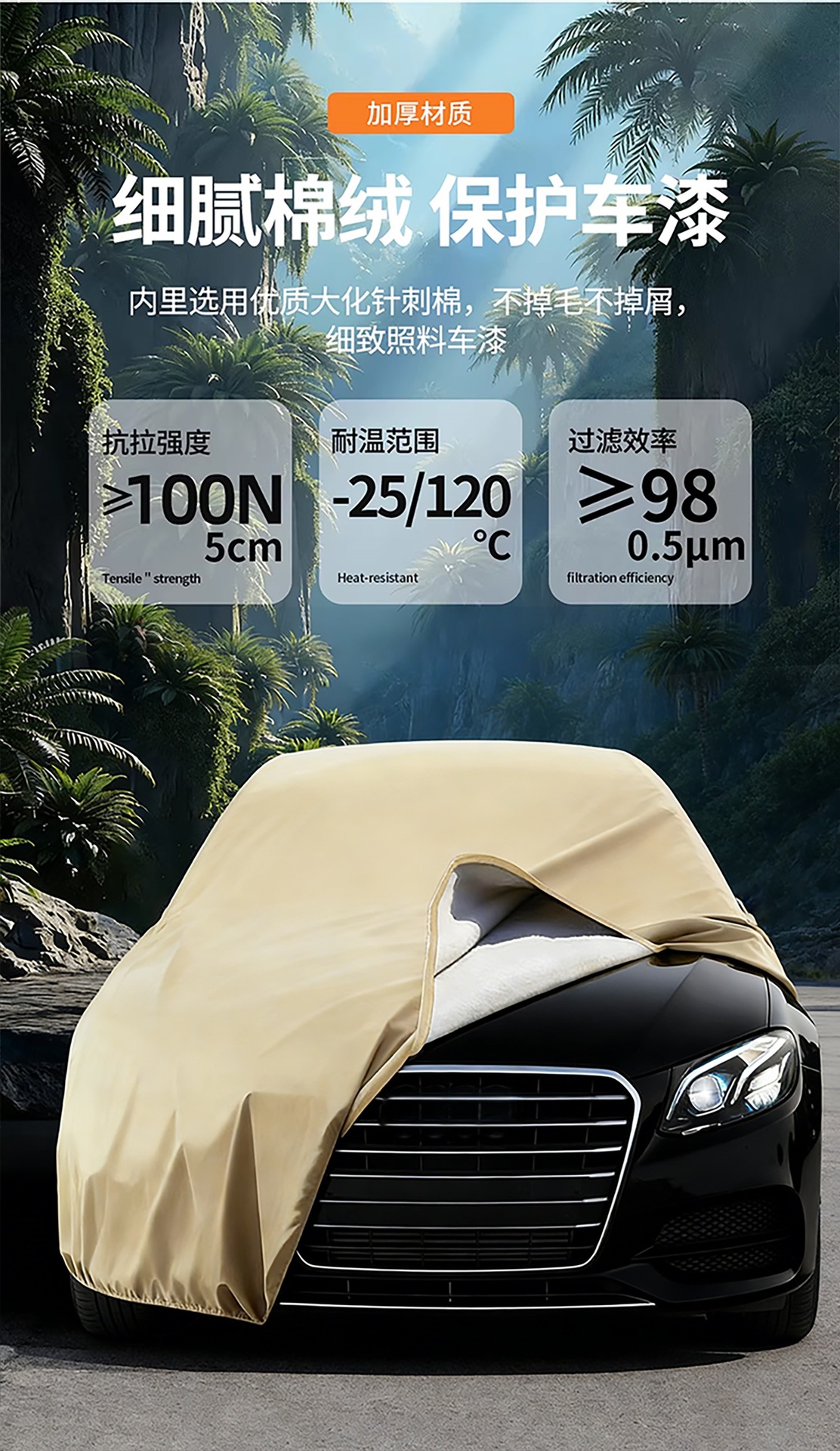Car cover, sun-proof, rain-proof, heat-insulating, Oxford cloth dust-proof cover, with lock, thickened, universal car cover