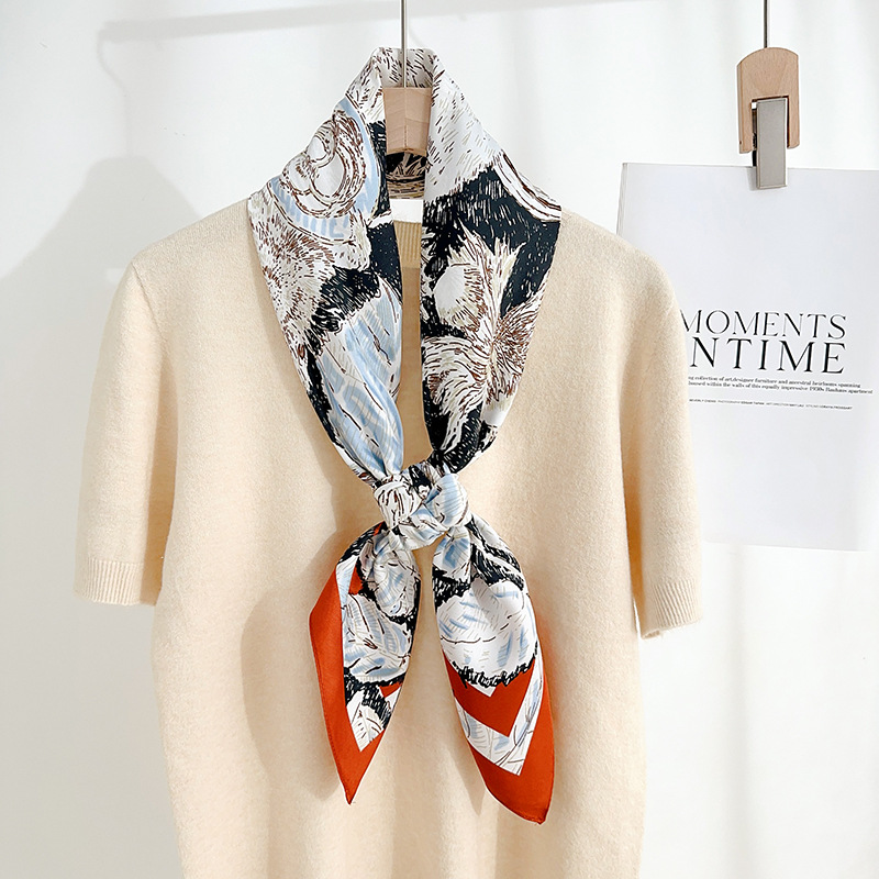 Impresión creativa de alta calidad 90 toallas de seda cuadrada de imitación femenina elegante lujoso estilo europeo y americano temperamento profesional con toallas de seda