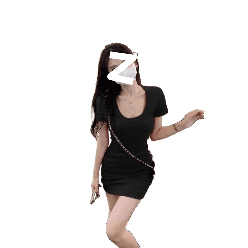 Pure Desire Hot Girl 小さな半袖 T シャツドレス女性の夏の新しいウエスト痩身タイトなヒップカバーショートスカートイン|undefined