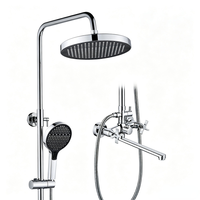 Cross-border Russian Central Asia 59 fine copper anti-freeze triple hot and cold bathtub faucet for bathroom