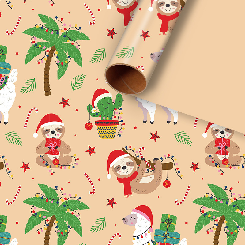 新しいクリスマスプレゼント紙漫画クリスマスプレゼント包装紙サンタクロースヘラジカ生花紙メーカー卸売り|undefined