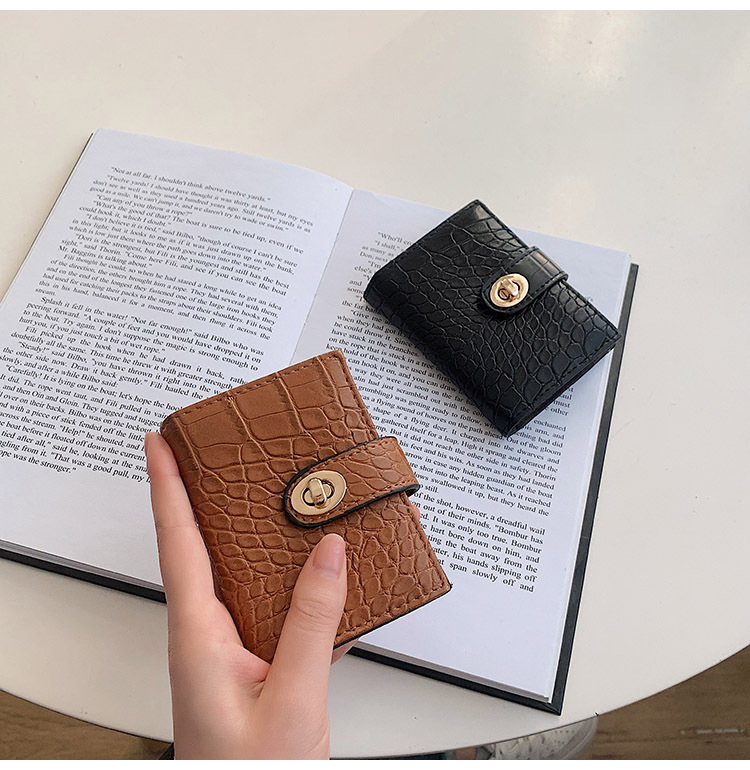 New Short Wallet Stone Embossed File Holder Paint Card Holder Clutch Lock Women's Coin Purse display picture 9